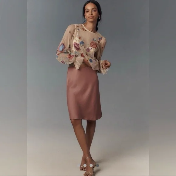 Anthropologie Sheer Floral Embroidered Blouse - Picture 4 of 6